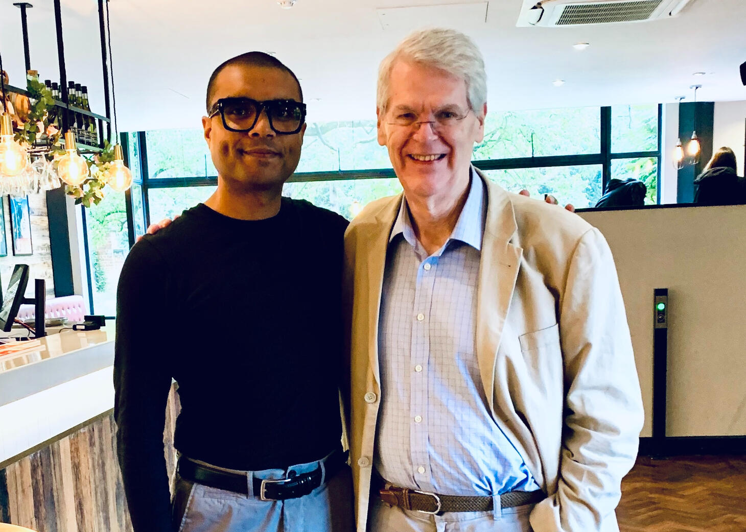 Christopher with his Cambridge professor, Dr Piers Bursill-Hall, 2024